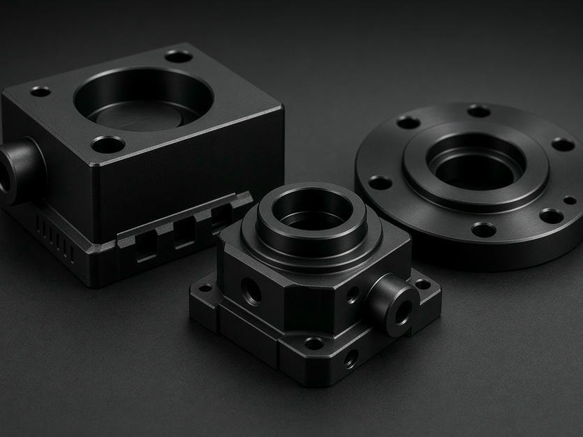 Black anodized aluminum CNC machined components