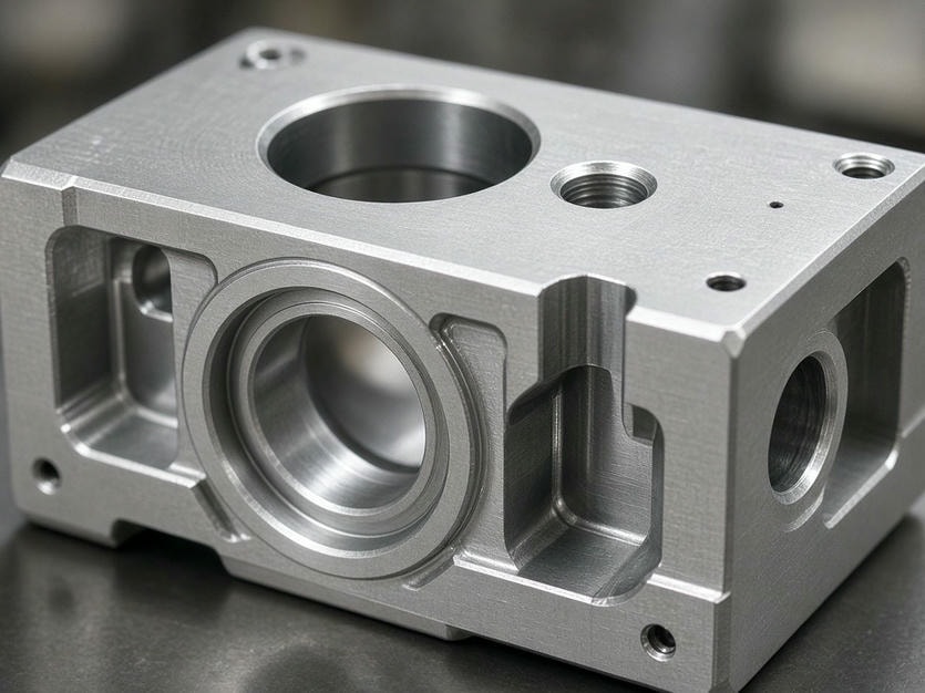 Aluminum CNC machined component with tolerance-critical features