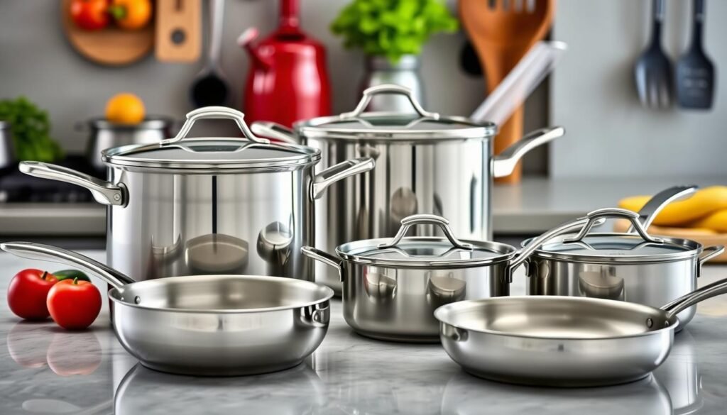 Ensembles de casseroles en acier inoxydable T-fal